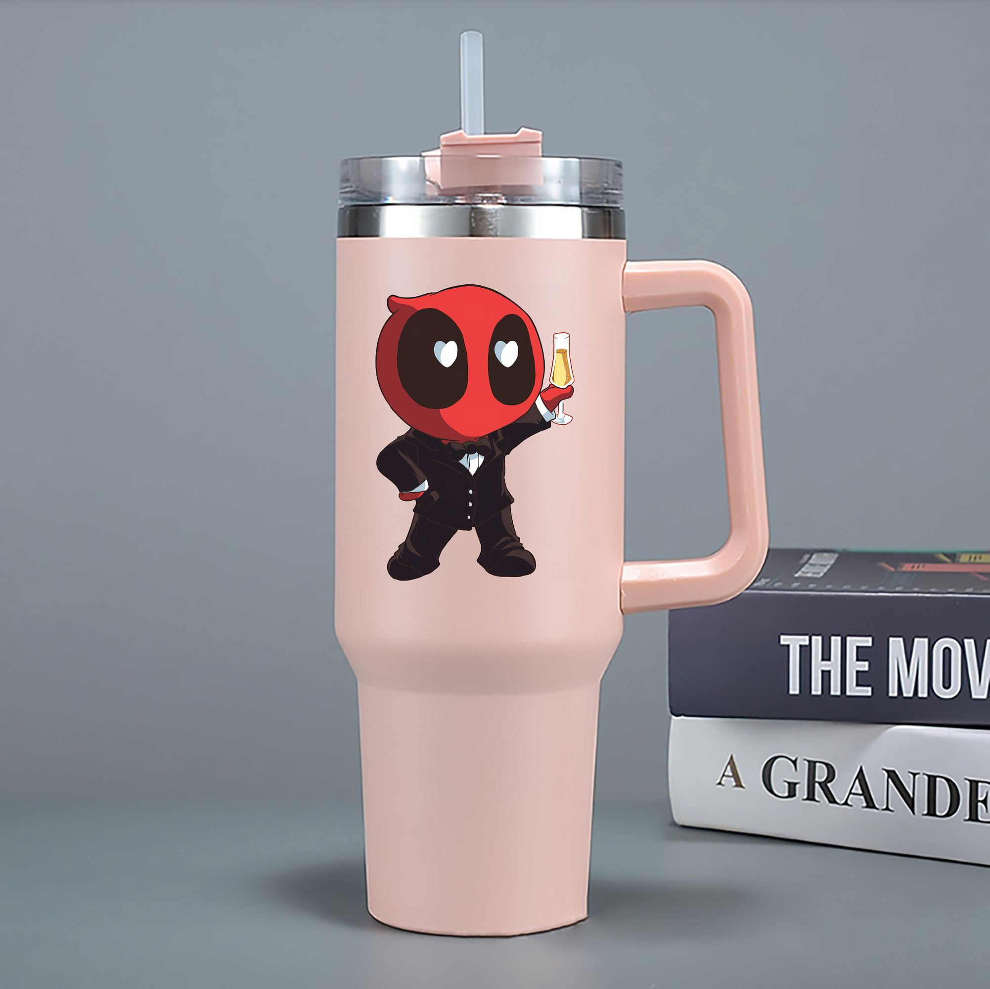 （画像用） Deadpool デッドプール 1200mL車用タンブラー - クリスタルステッカー（プラスチックストロー付き）